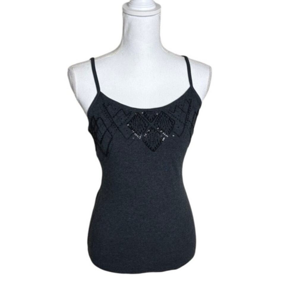 Vintage Express Gray Beaded Bra Cami Sexy Coquette Y2K Basic S